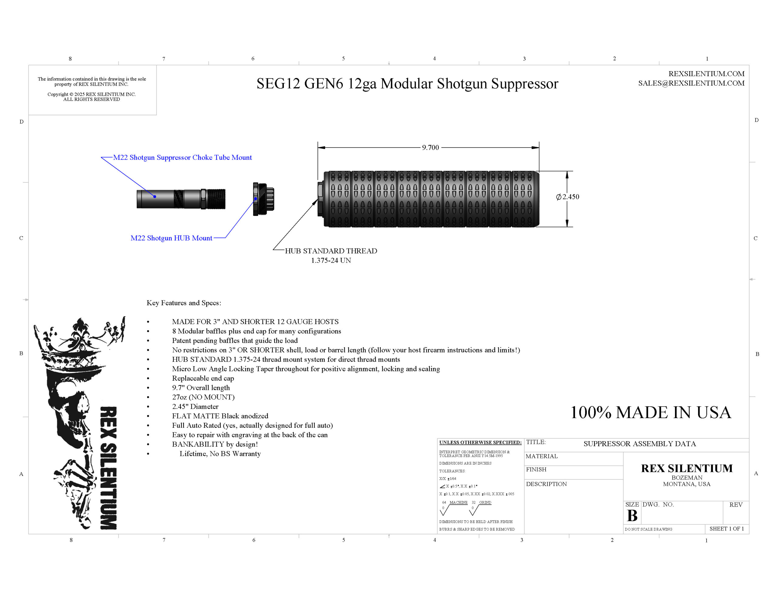 SEG12 GEN6 12ga Modular Shotgun Suppressor - Rex Silentium - Image 4